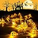KUAHAIHINTERAL 3D Jack-O-Lantern Halloween Decoration Lights，30LED 11Ft Battery Operated Pumpkin String Lights Halloween Light Outdoor Warm White