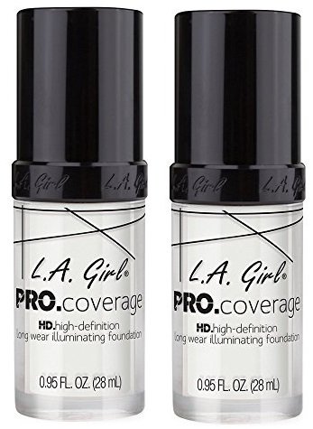 2 Pack L.A. Girl Pro Coverage Liquid Foundation, White, 0.95 Fluid Ounce