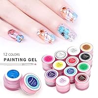 Vrenmol Summer Nail Art Set 12 Colors Gel Nail Polish Paint Soak Off UV LED Acrylic Tip Drawing Gel DIY 8g