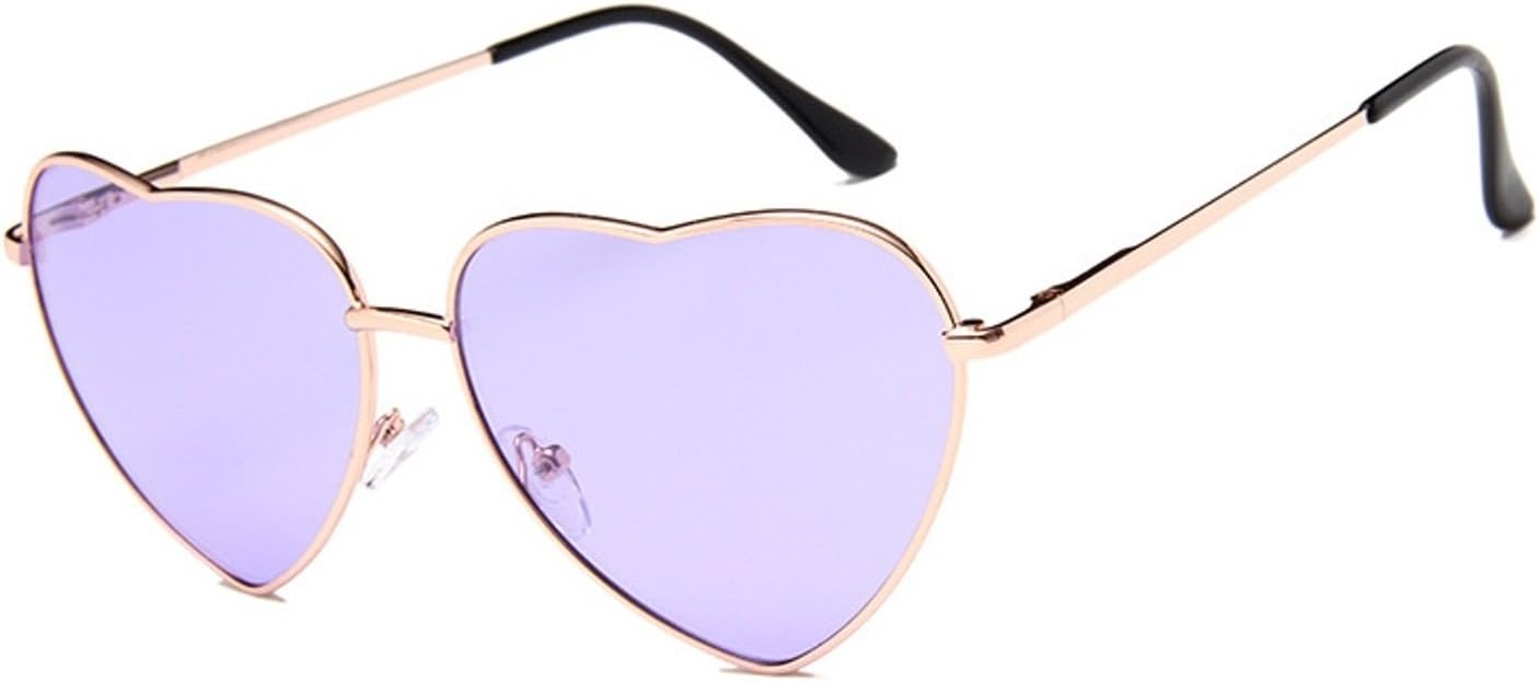 Chezi Women's Metal Colorful Tinted Lens Heart Sunglasses