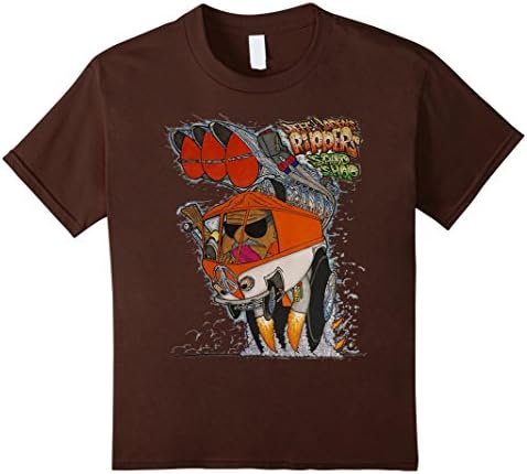 Kids RipperRods "Rippers Speed Shop" Jacked Up Hot Rod Shirt 10 Brown