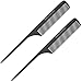 Styling Comb (2 Pack) Professional 8.8” Black Carbon Fiber Anti Static Chemical And Heat Resistant Tail Comb For All Hair Types | Fine and Wide Tooth Teasing Comb | Men and Women | Bardeau Essentials