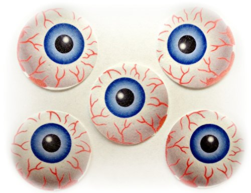 Halloween Monster Bloodshot Eyeball Wafer Paper Toppers 1.5 Inch for Decorating Desserts Cupcakes Cakes Pack of 12