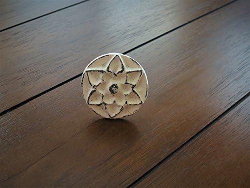 Cast Iron Flower Shaped Drawer Knob Creamy White or Pick Color