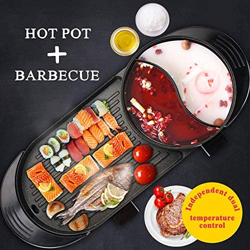 USSTOCK 5 Speed Fire Adjustment Electric Barbecue Stove Indoor Hot Pot, 2400W Large Capacity
