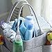 Nursery Storage Diaper Organizer Caddy: Portable Grey Baby Tote Bag with Handles