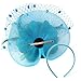 Big Flower Headband Netting Mesh Hair Band Cocktail Hat Party Fascinator, Lake Blue, One Size