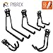 5pcs Heavy Duty Wall Hooks for Garage Storage System Kitchen Organizer, Clip Hook Tool Hanger Holder for Hanging Ladder Weed Eater Shovel Hose