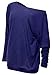 BLINGLAND Women's Off Shoulder Batwing Sleeve Sweater Loose Pullover Knit Jumper Oversized Tunics Top (X-Large, Blue)