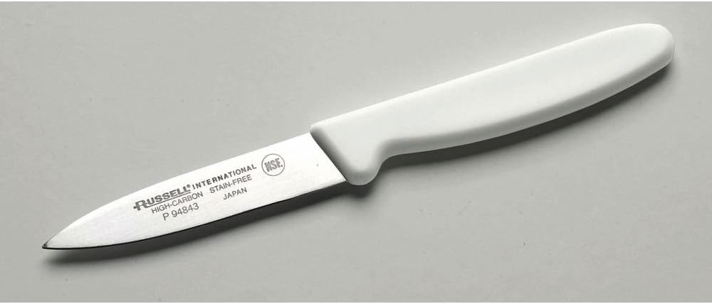 DexterBasics® Stainless Steel Spear Point Paring Knife with White Handle - 3 1/2"L Blade