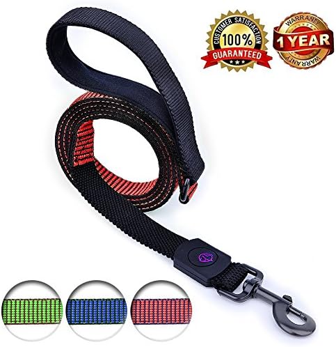 Bungee Reflective Dog Leashes For Large Medium Dogs,Durable Mountain Climbing Training Rope,4ft or 6ft long, Shock Absorber,Comfortable Padded Handle,Supports the Strongest Pulling(4 feet red)