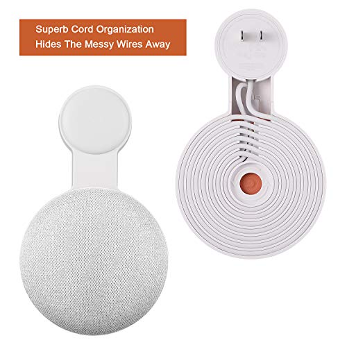 Google Home Mini Wall Mount Holder, Caremoo Space-Saving Design AC Outlet Mount, Perfect Cord Management for Google Home Mini Voice Assistant (White)