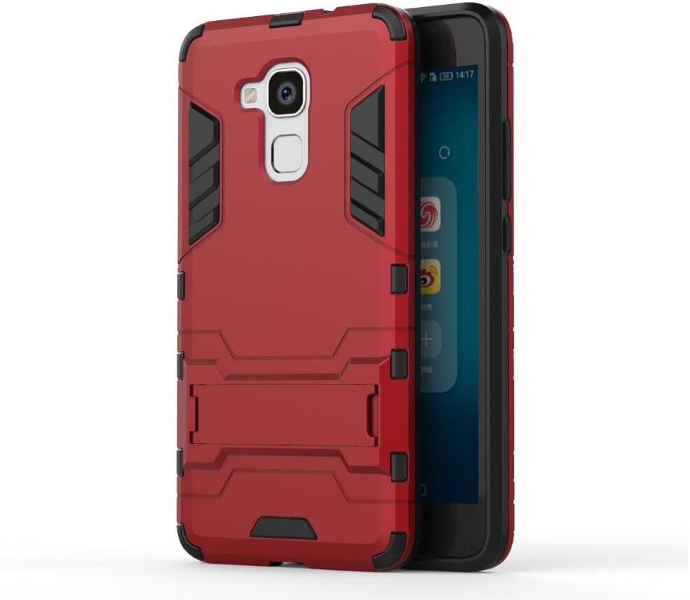 Bllosem Huawei Honor 5C Case Hybrid Dual Layer PC+TPU Full Body Shock Resistant Armour with Kickstand Function Case for Huawei Honor 5C Red