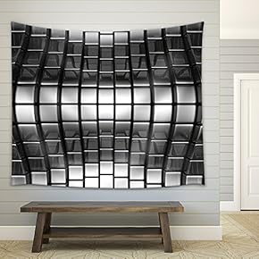 Metal Silver Abstract Luxury Background 3D Illustration - Fabric Wall Tapestry Home Decor - 51x60 inches