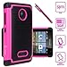 Microsoft Lumia 435 Case, Style4U Dual Layer Hybrid Armor Protective Case Cover for Microsoft Lumia 435 with 1 Stylus [Hot Pink]