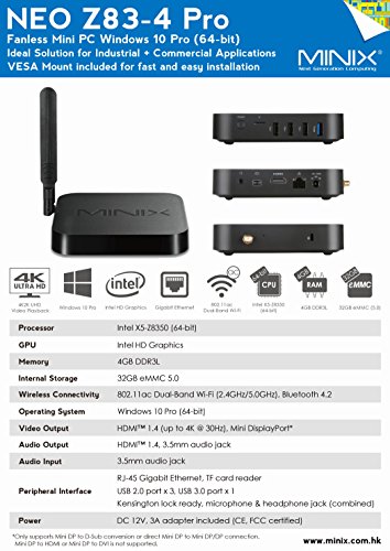 MINIX-NEO-Z83-4-Pro-Intel-Cherry-Trail-Fanless-Mini-PC-Windows-10-Pro-64-bit-Intel-X5-Z83504GB32GBDual-Band-Wi-FiGigabit-EthernetDual-Output4K-Sold-Directly-by-MINIX-Technology-Limited