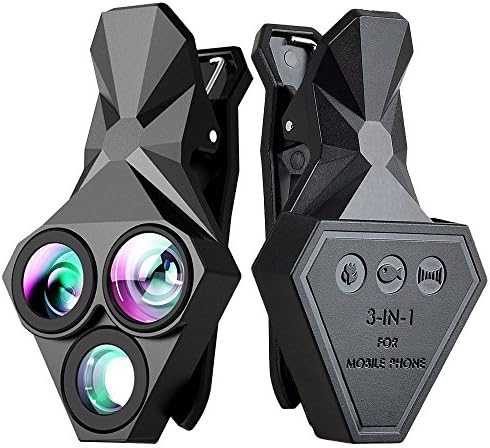 Fisheye Lens, Joymixx 3 in 1 Clip-on Phone Camera Lens Kits, 0.65X Wide Angle Lens + 20X Macro Lens + 160 Degree Fisheye Lens for iPhone 7/6/6S Plus/5/SE Samsung Huawei [New Version]