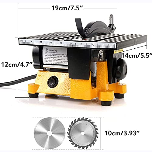 FZYE Mini elektrische Tischkreissäge, Schneidemaschine Craft Saw DIY Schneidwerkzeug Geräuscharm + 2 Sägeblatt Holz… – Bild 4