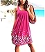 AELSON Womens Summer Casual Sleeveless Mini Printed Vest Dresses Rose