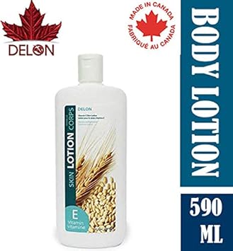 Delon (Made In Canada) Vitamin E Body Lotion For Skin Brightening & Lightening, Wrinkle Diminishing & Moisturizing Body Lotion, For Men & Women, SLS & Paraben Free, 590 Ml