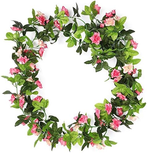 YOBANSA Real Touch Artificial Rose Vines Fake Silk Flowers Rose Garlands Hanging Rose Ivy Plants for Wedding Home Office Arch Arrangement Decoration