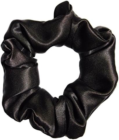 Satin Scrunchies Premium Quality 100% Silk Ponytail Holders Choose Size Many Colors Scrunchie King Made in the USA (standard, black)