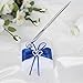OurWarm Wedding Guest Book + Pen Set + Flower Basket + Ring Pillow + Garter, White Cover, Double Heart Rhinestone Decor Royal Blue/Deep Blue Ribbon Bowknot Elegant Wedding Ceremony Party Favor