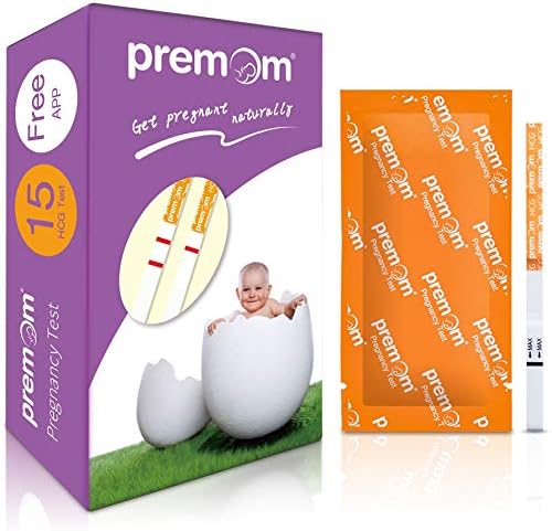Premom’s 15-Pack hCG Pregnancy Test Strips -15 Individually Wrapped Pregnancy Test Kit- Over 99% Accurate and Powered by Premom Ovulation Predictor iOS and Android APP
