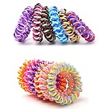 20Pcs Spiral Hair Ties Plastic Elastics Hair Ties No Crease Coil Hair Ties telephone cord hair ties Ponytail Holder For Women Girls (Multi-Colors)