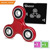 SENQIAO Tri Fidget Hand EDC Finger Spinner Toy Stress Reducer with Premier Ceramic bearing For ADD, ADHD, Anxiety, and Autism Adult Children (Red)