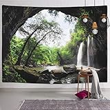 Ice jazz Mountain Cave Tapestry Waterfall Tapestry Forest Tree Tapestry Nature Tapestry Wall Hanging for Bedroom Living Room Dorm