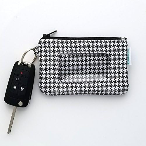 Zip ID Case Keychain Wallet Houndstooth Handmade