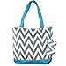 Ever Moda Chevron Print Tote Bag Gray Blue