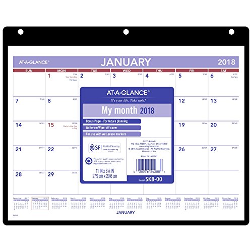 AT A GLANCE Monthly Desk Pad Wall Calendar January 2018 December 