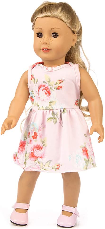 Pentaero Fashion 18 Inch Doll Clothes - Cute Dress for 18 Inch American Doll | Our Generation Clothes Accessories, Little Girl's Gifts (Pink)