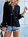 Persun Women Lace Up Front Split Side Plain Blouse, X-Large, Black