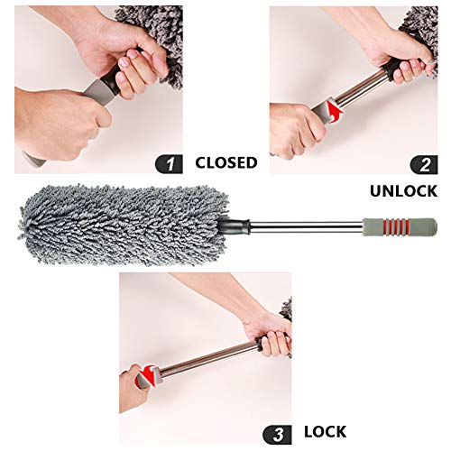 upra Car Duster Kit - Pro Version, Microfiber Auto Duster Exterior/Car Interior Detailing Brush/Microfiber Cloth, Best Duster for Auto, SUV, UV, Truck,Motorcycle and Home Office Cleaning (Pro)