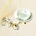 AUSWIND European Solid Brass Gold Ceramic Painting Soap Dish Diamond Decorate Circular Base Wall Mounted Bathroom Accessories XH
