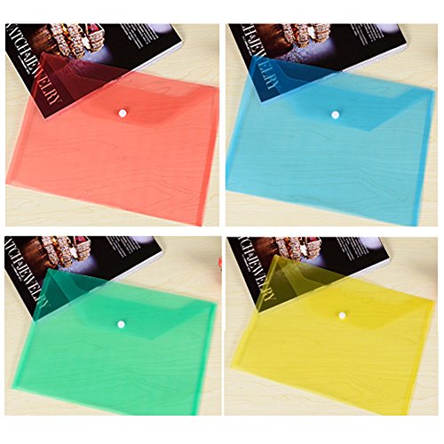 Plastic Envelopes Poly Envelopes - 30Pack Poly Folders With Snap Button Closure Plastic Folders Premium Quality Document Folder A4 Size 6 Assorted Colors