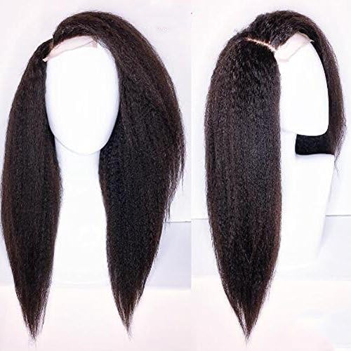 130 Density Natural Color Brazilian Virgin Remy Human Hair Afro Kinky Straight Lace Front Wig for African American Women (10")