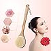 Pretty See Bath Body Brush Boar Bristles Exfoliating Body Massager with Long Wooden Handle for Dry Brushing and Shower