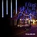 LALAPAO Outdoor Christmas String Lights Solar Powered LED Meteor Shower Rain Lights Xmas Falling Raindrop Light 8 Tubes 288 LED Cascading Fairy Lights (Blue)
