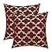 CaliTime Pack of 2 Soft Throw Pillow Covers Cases for Couch Sofa Home Decoration Modern Quatrefoil Trellis Geometric 18 X 18 Inches Burgundy Gold