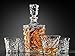 5-Piece Diamond Cut Whiskey Decanter Set. 4 Glasses and Scotch Decanter with Stopper - Unique Elegant Dishwasher Safe Glass Liquor Bourbon Decanter Ultra-Clarity Glassware by Ashcroft