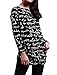Allegra K Women Round Neck Full Sleeve Letter Prints Pullover Knit Shirt Black L