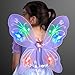 Purple Light Up Butterfly Fairy Wings with Blinking Flashing Multicolor LEDs for Girls and Women Adults