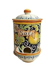 Guild Product: CERAMICHE DARTE PARRINI- Italian Ceramic Jar Salt Holder Hand Painted Made in ITALY Tuscan Art Pottery