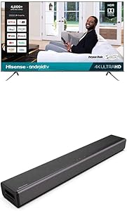 Hisense 85H6570G 85-Inch 4K Ultra HD Android Smart TV with Alexa Compatibility (2020) + Hisense 2.1 Channel Sound Bar Home Theater System with Bluetooth (Model HS214)