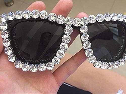 Rhinestone Sunglasses Sparkly Chic Black Square Sungalsses