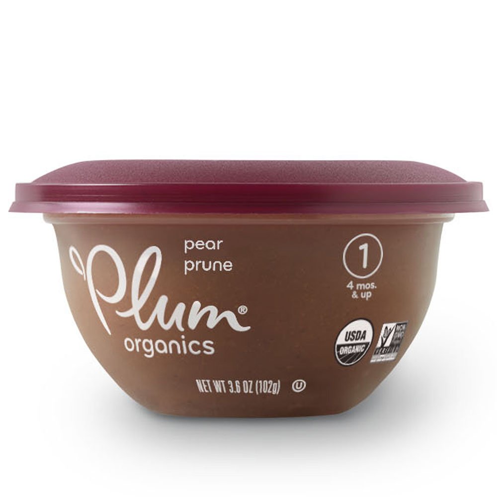 Plum Organics Baby Stage 1 Bowl, Organic Baby Food, Pear & Prune, 3.6